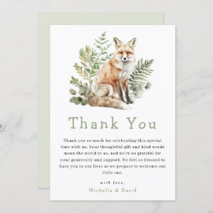 Woodland Waterverf Fox Baby shower Dank u Bedankkaart