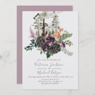 Woodland Waterverf Fox Forest Wedding-uitnodiginge Kaart