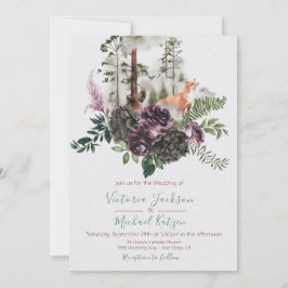 Woodland Waterverf Fox Forest Wedding-uitnodiginge Kaart