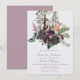 Woodland Waterverf Fox Forest Wedding-uitnodiginge Kaart