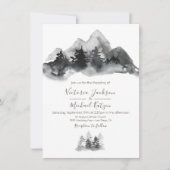 Woodland Waterverf Mountain bruiloft uitnodiging (Voorkant)