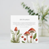 Woodland Waterverf Paddestoel bruiloft Details Kaart (Staand voorkant)