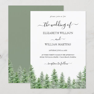 Woodland Waterverf Pine Forest Script Weddenschap Kaart