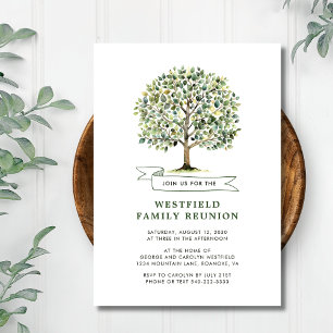 Woodland Waterverf Tree Family Reunion Kaart