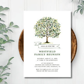 Woodland Waterverf Tree Family Reunion Kaart