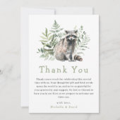 Woodland Waterverf Wasbeer Baby shower Dank u Bedankkaart (Voorkant)