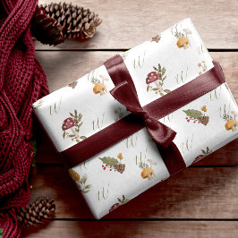 Woodland Waterverf Woodsy Mushroom Monogram Cadeaupapier