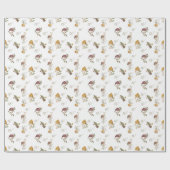 Woodland Waterverf Woodsy Mushroom Monogram Cadeaupapier (Vlak)