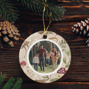 Woodland Waterverf Woodsy Mushrooms Familie Foto Keramisch Ornament