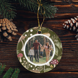Woodland Waterverf Woodsy Mushrooms Familie Foto Keramisch Ornament
