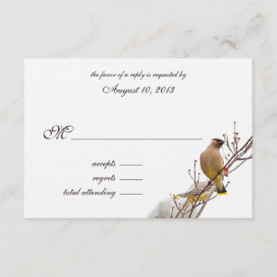 Woodland Waxwing Wedding RSVP Kaartje