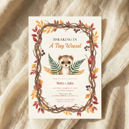 Woodland weasel baby shower kaart