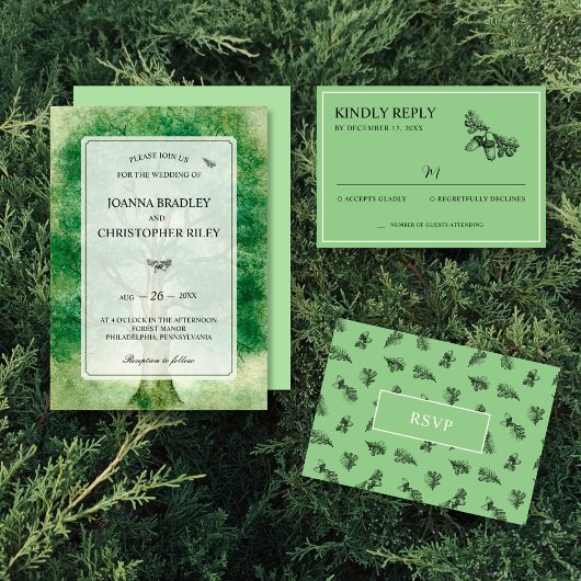 Woodland Weddenschap Waterverf Oak Boom Kaart