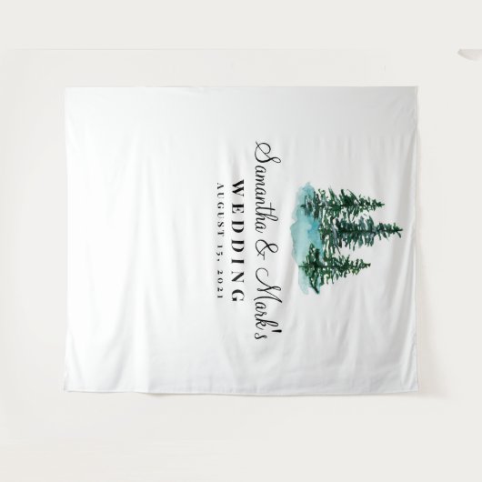 Woodland Wedding Backdrop, Photo Booth Prop Wandkleed (Voorkant (horizontaal))