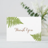 Woodland Wedding Fern Flat Harcard Bedankkaart (Staand voorkant)