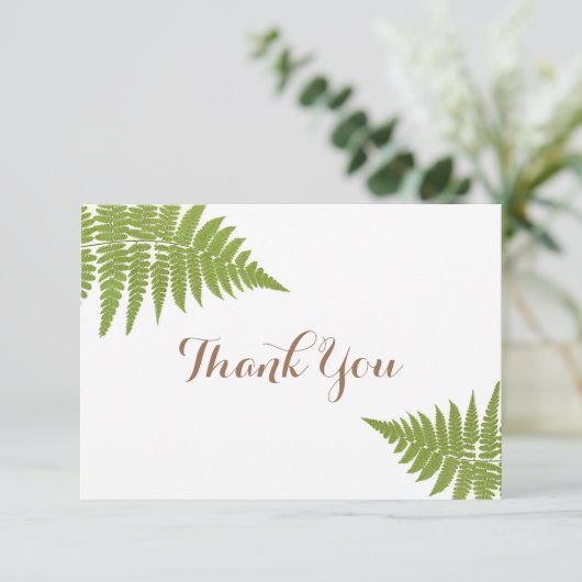 Woodland Wedding Fern Flat Harcard Bedankkaart (Staand voorkant)