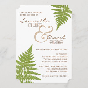 Woodland Wedding Fern Rehearsal Dinner Invitation Kaart