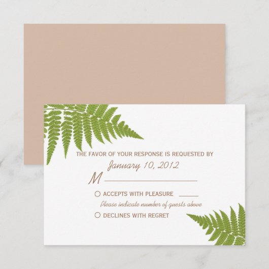 Woodland Wedding Fern RSVP (Voorkant / Achterkant)