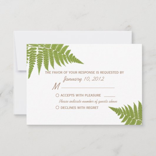 Woodland Wedding Fern RSVP Kaartje (Voorkant)