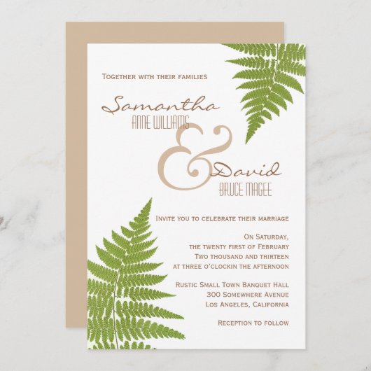 Woodland Wedding Fern Uitnodiging (Voorkant / Achterkant)