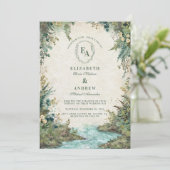 Woodland Wedding Forest Greenery Rustieke bruiloft Kaart (Staand voorkant)