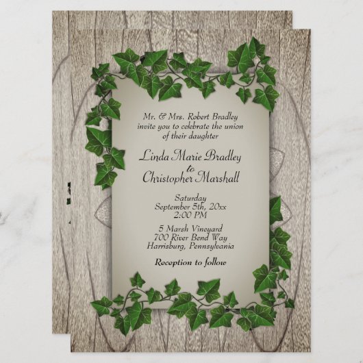 Woodland Wedding Invitation Kaart (Voorkant / Achterkant)