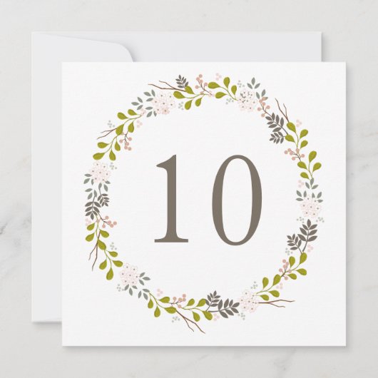 Woodland Wedding Rustic Wreath Table Number Kaart (Achterkant)