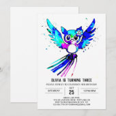 Woodland Whimsical Digitale Uil Verjaardag Kaart (Voorkant / Achterkant)