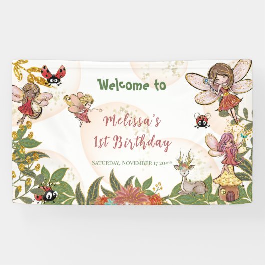 Woodland Whimsical Enchanted Forest Fairy Ladybug Spandoek (Horizontaal)