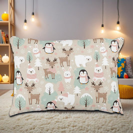 Woodland Whimsical Forest Animals Winter Accent Kussen