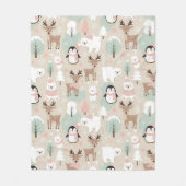 Woodland Whimsical Forest Animals Winter Fleece Deken (Voorkant)