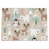 Woodland Whimsical Forest Animals Winter Groot Cadeauzakje (Voorkant)