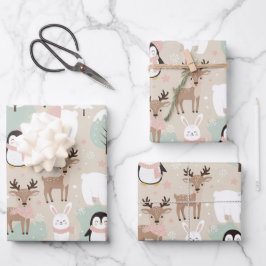 Woodland Whimsical Forest Animals Winter Inpakpapier Vel
