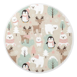 Woodland Whimsical Forest Animals Winter Keramische Knop