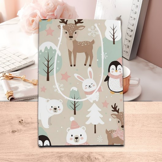 Woodland Whimsical Forest Animals Winter Medium Cadeauzakje
