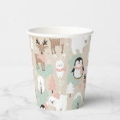 Woodland Whimsical Forest Animals Winter Papieren Bekers (Rechts)
