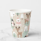 Woodland Whimsical Forest Animals Winter Papieren Bekers (Voorkant)