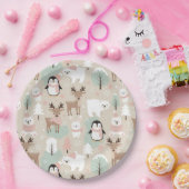 Woodland Whimsical Forest Animals Winter Papieren Bordje (Feest)