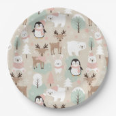 Woodland Whimsical Forest Animals Winter Papieren Bordje (Voorkant)