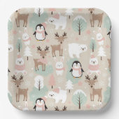 Woodland Whimsical Forest Animals Winter Papieren Bordje (Voorkant)