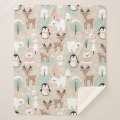 Woodland Whimsical Forest Animals Winter Sherpa Deken (Voorkant)