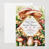 Woodland Whimsical Mushroom Baby shower Kaart (Voorkant / Achterkant)