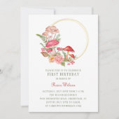 Woodland Whimsical Mushroom Forest 1e verjaardag Kaart (Voorkant)