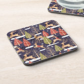 Woodland Whimsical Reinders Winter Bier Onderzetter (Linkerzijde)