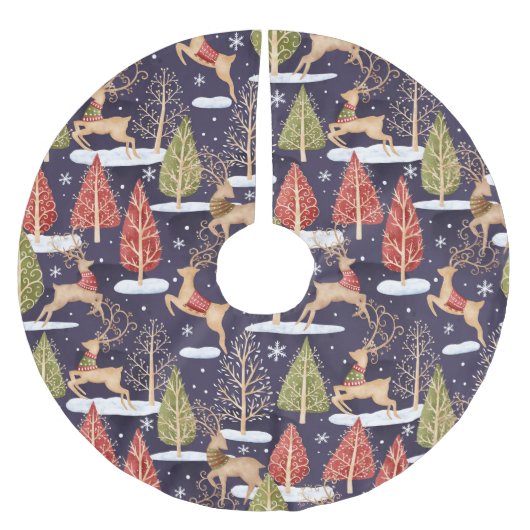 Woodland Whimsical Reinders Winter Kerstboom Rok (Voorkant)