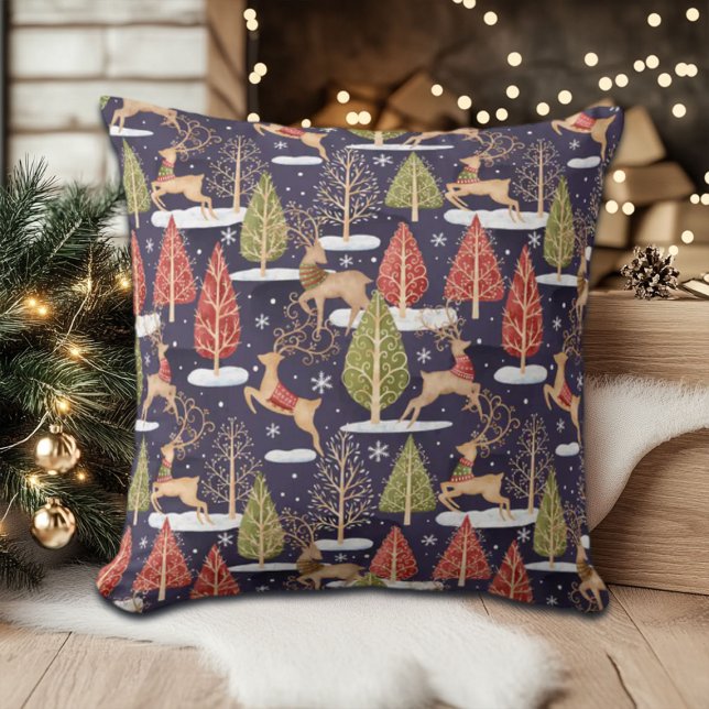 Woodland Whimsical Reinders Winter Kussen (Creator heeft geüpload)