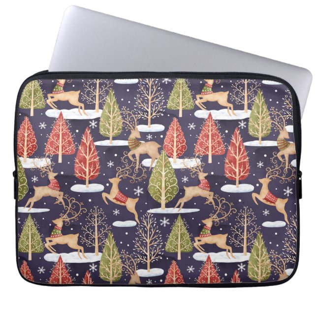 Woodland Whimsical Reinders Winter Laptop Sleeve (Voorkant)