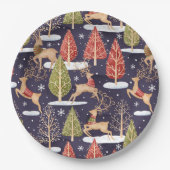 Woodland Whimsical Reinders Winter Papieren Bordje (Voorkant)
