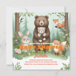 Woodland Whimsy Baby shower Invitation Kaart