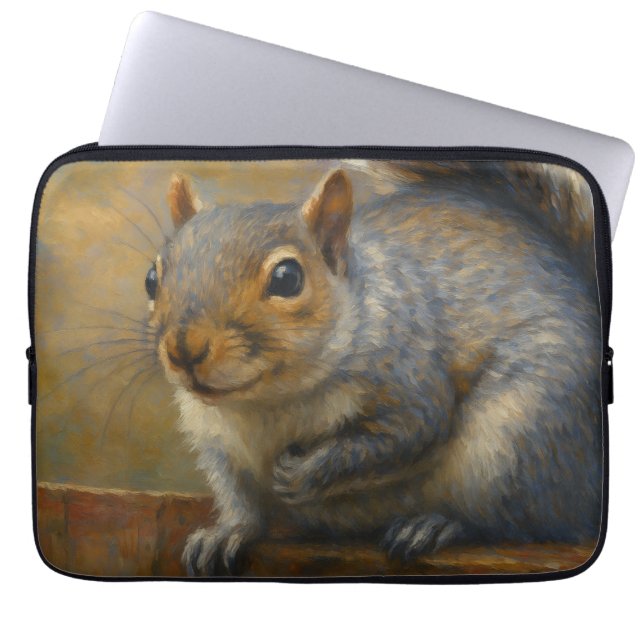 Woodland Whimsy - Realistisch Eekhoornportret Laptop Sleeve (Voorkant)